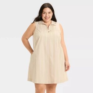 NWT Tan Pinstripe Sleeveless Shirtdress Size 2X